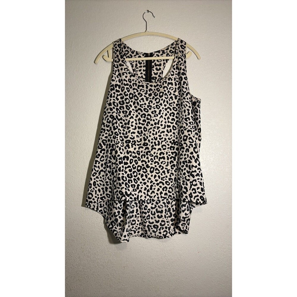 Ambiance Apparel Leopard Print High-Low Tank Top 1X
